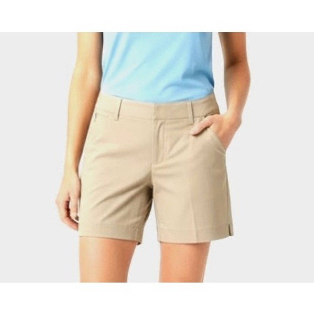 White House‎ Black Market Women Tan Khaki Flat Front Capri Shorts Size 4